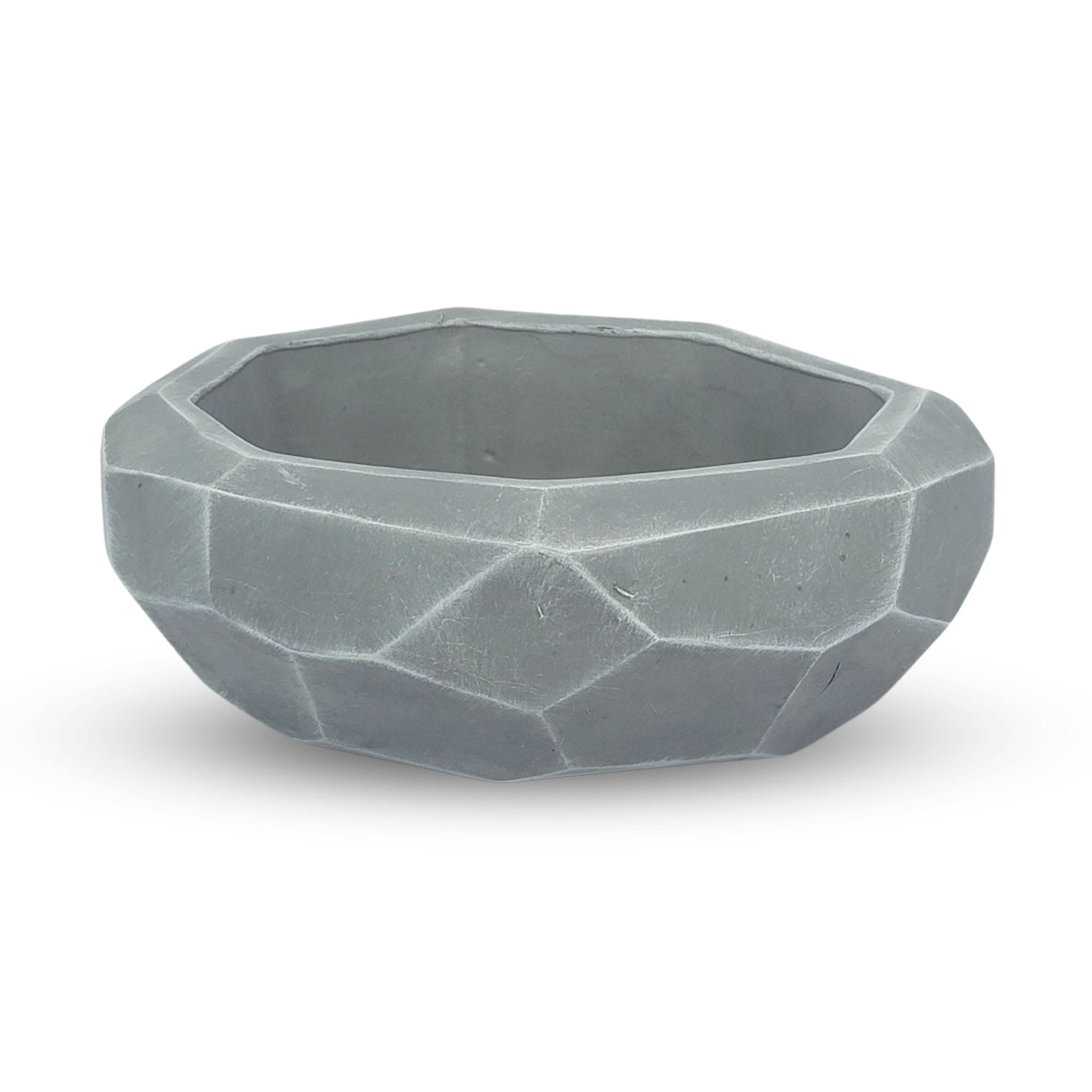 Faceted Bowl Planter - Gray White