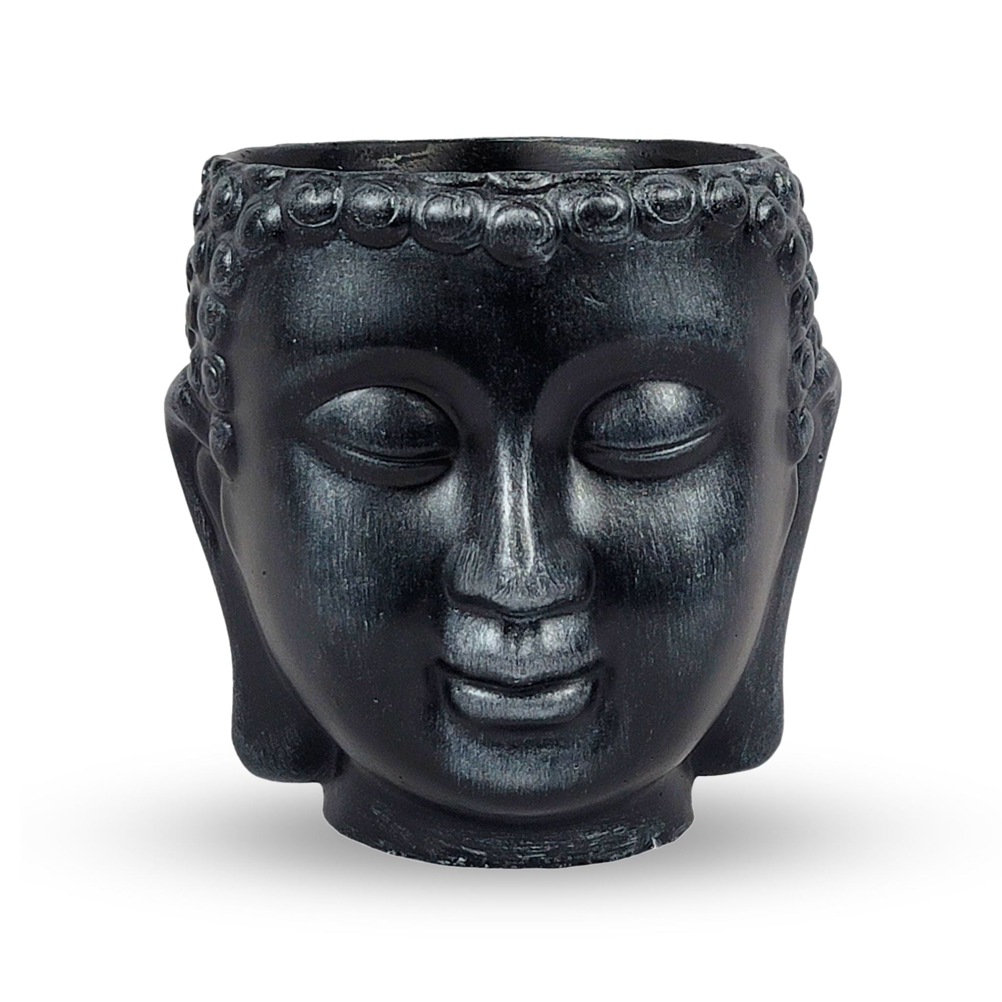 Meditating Buddha Planter - Black Silver