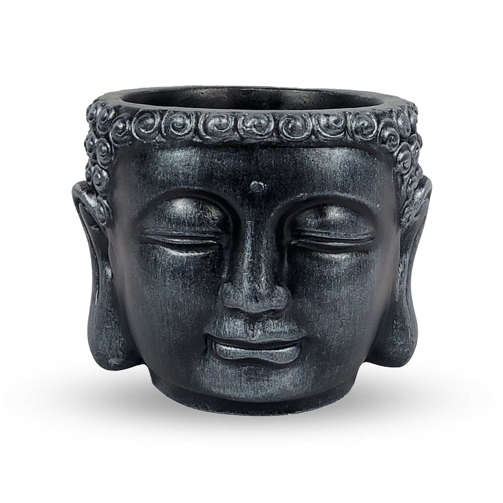 Zen Buddha Planter - Black Silver