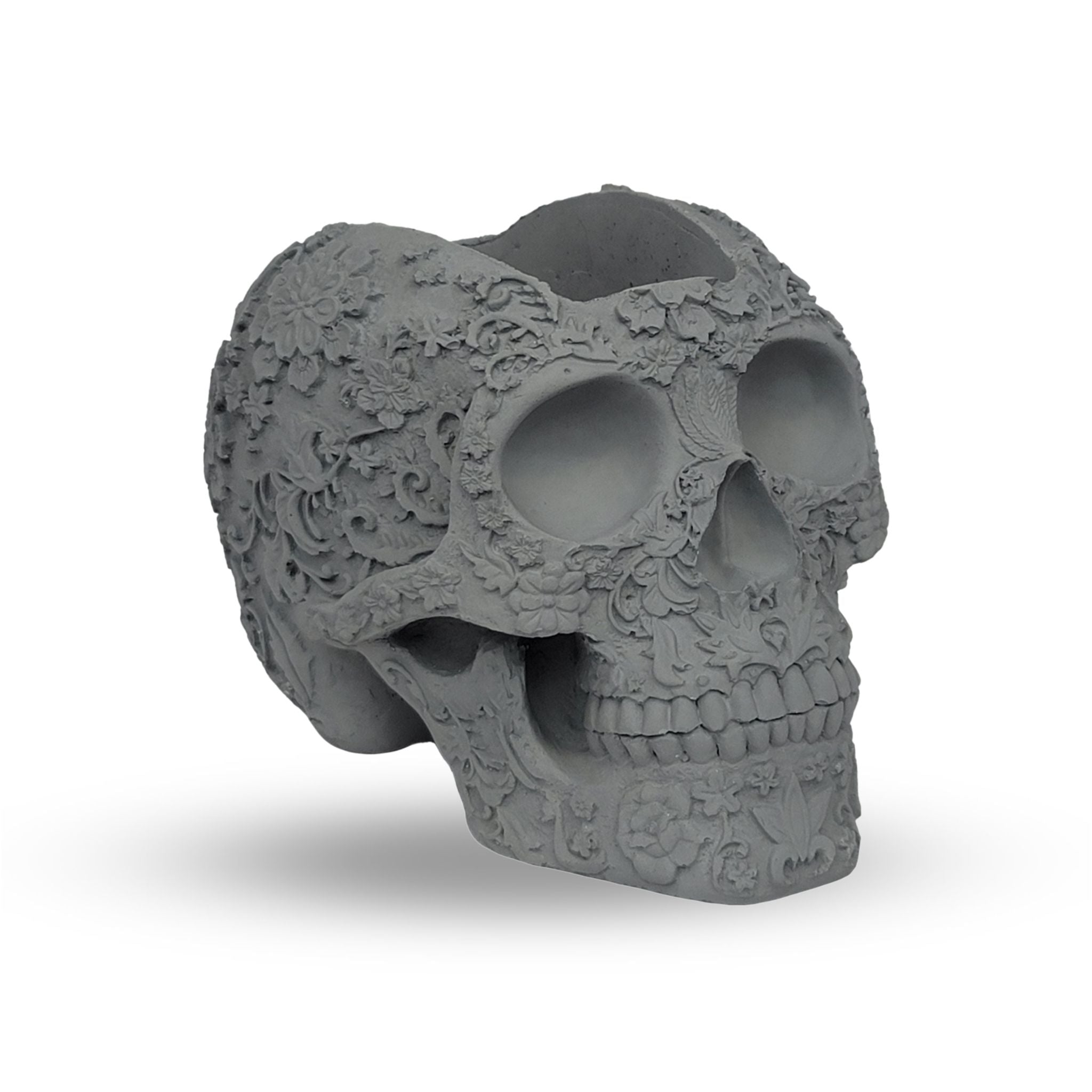 Mohawk Skull Planter - Gray