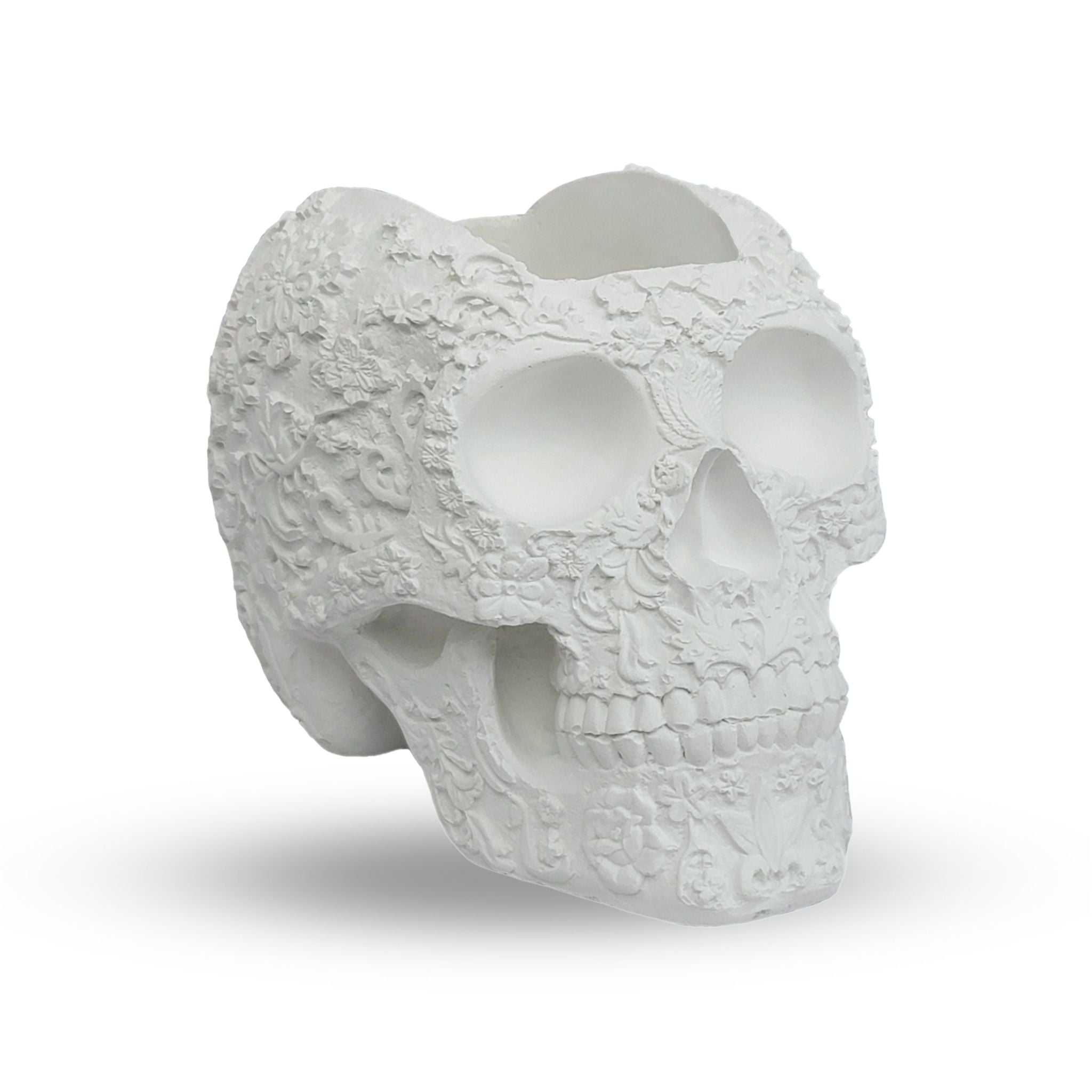 Mohawk Skull Planter - White