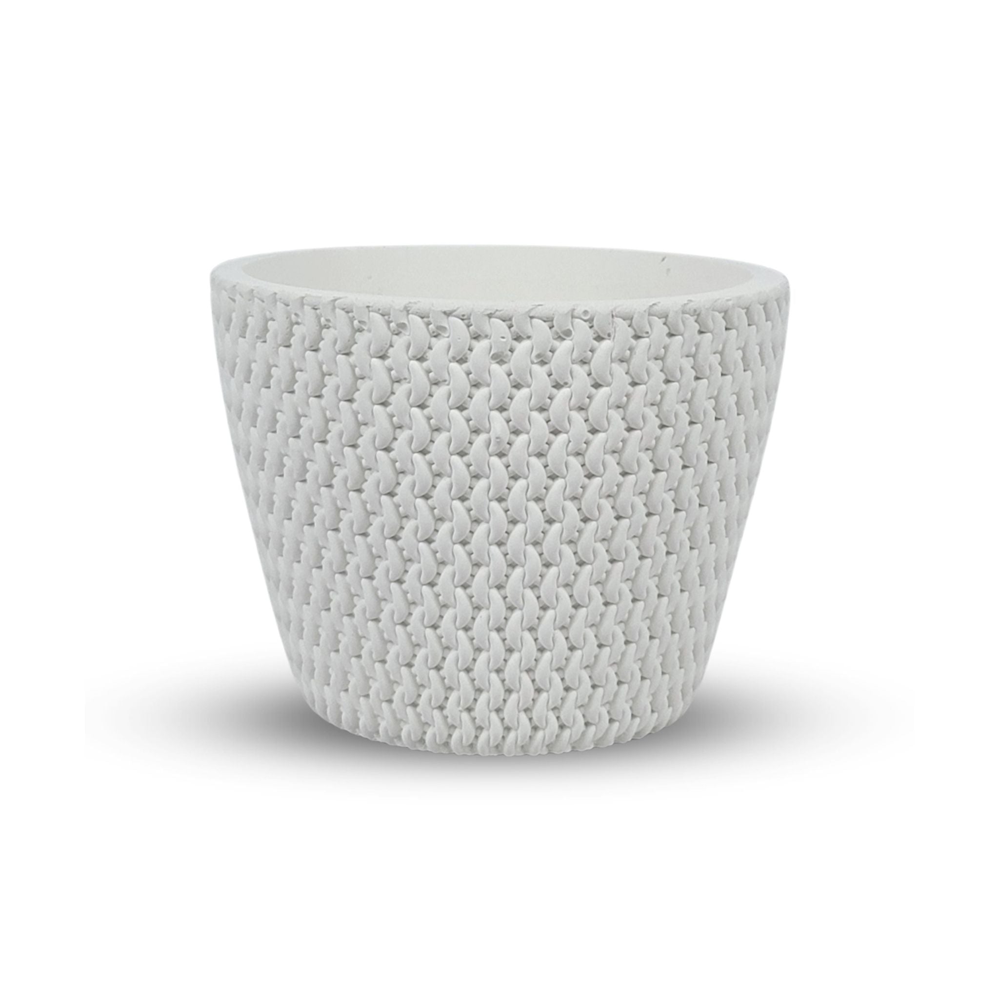 Knitted Small Planter - White