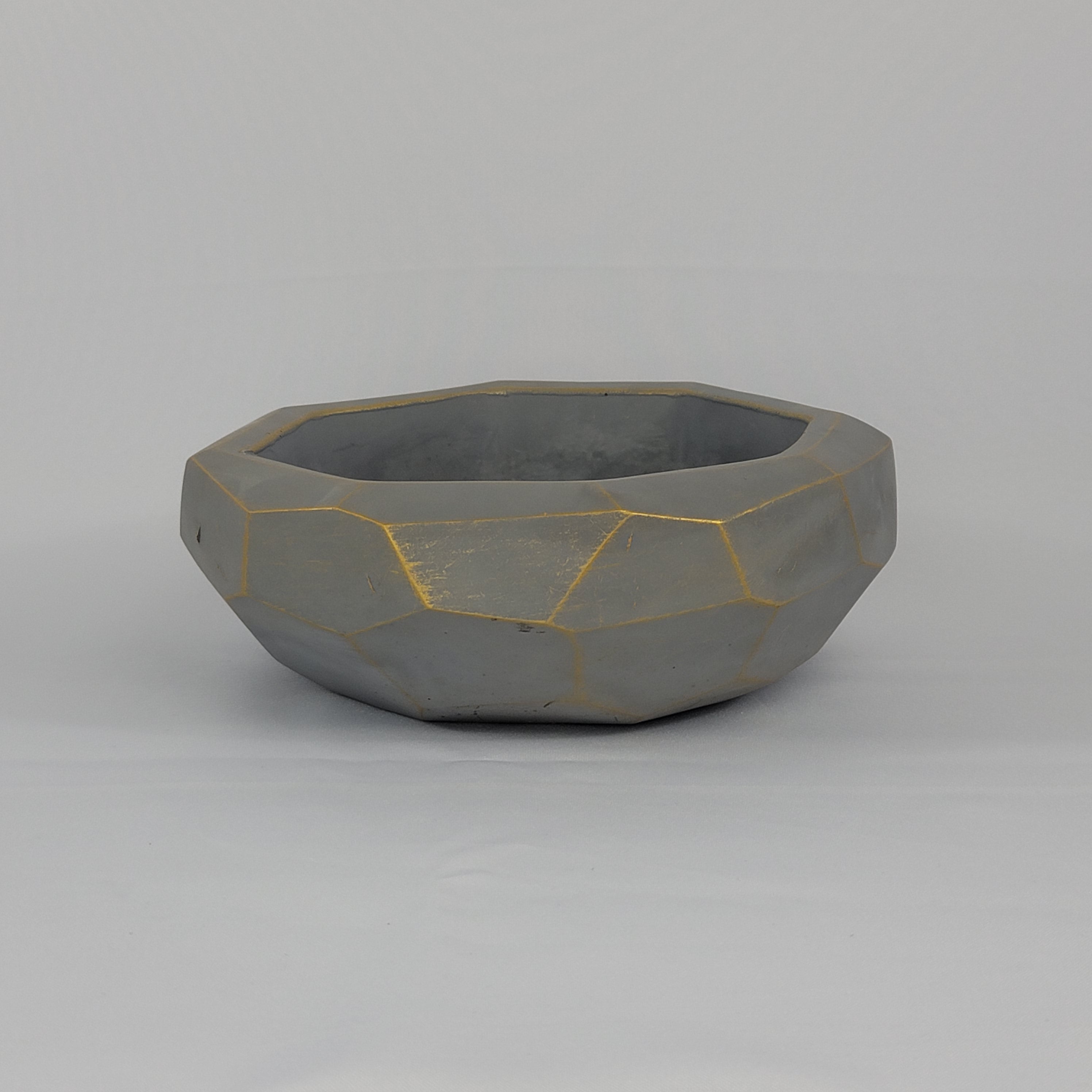 Faceted Bowl Planter - Gray Gold