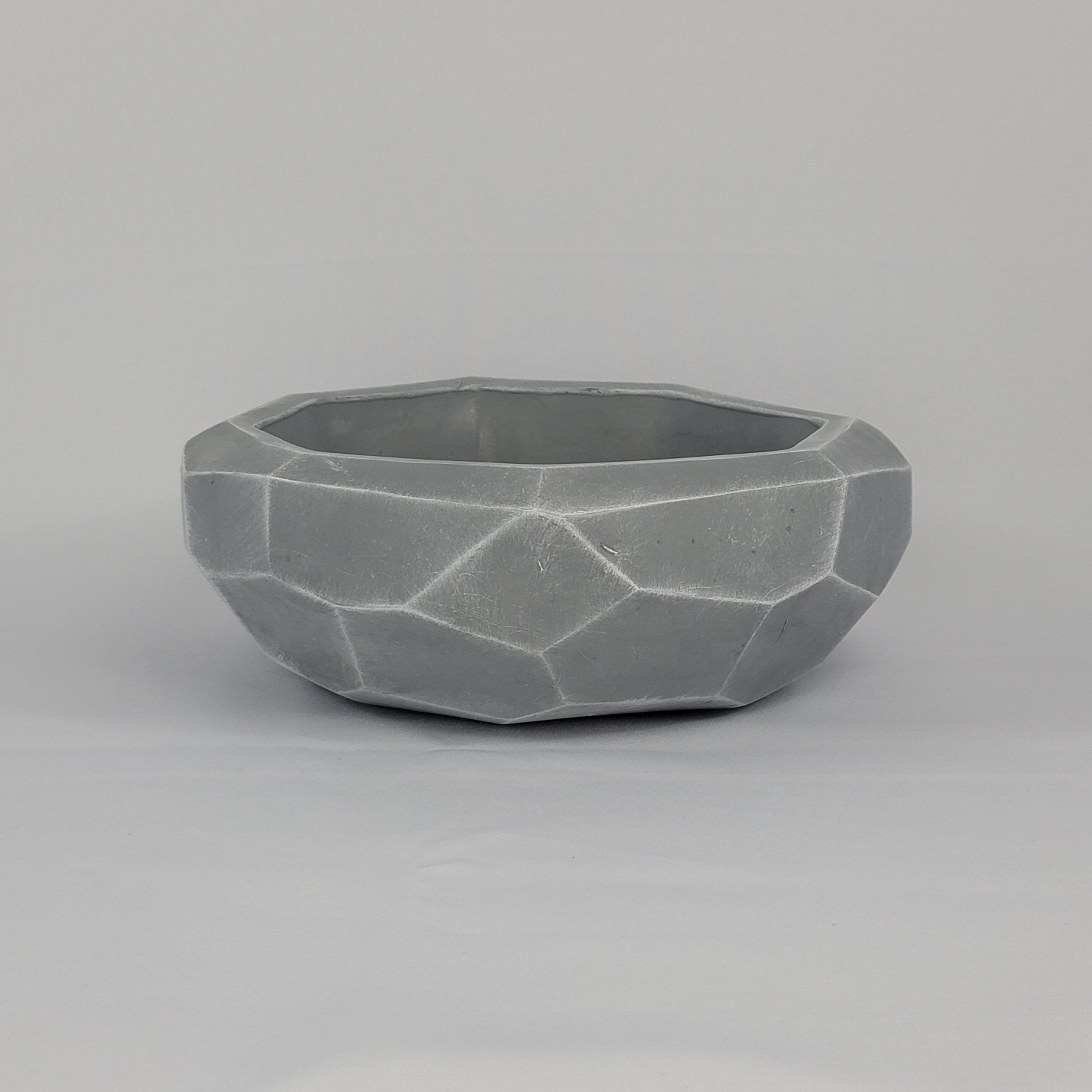 Faceted Bowl Planter - Gray White